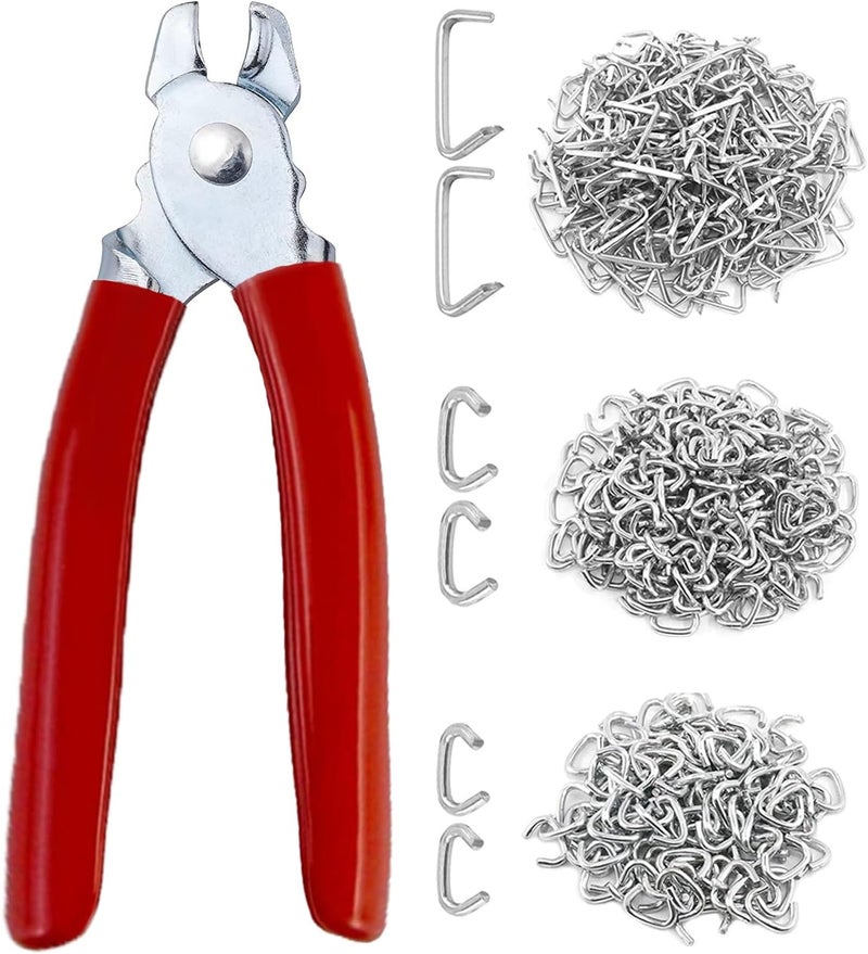 LonlyEagle 300 pcs Hog Rings with Straight Hog Ring Pliers Kit 3/4" 1/2" 3/8 "Galvanized Hog Rings for Animal Pet Cages、Ropes、Bagging、DIY Craft、Furniture - Image 1